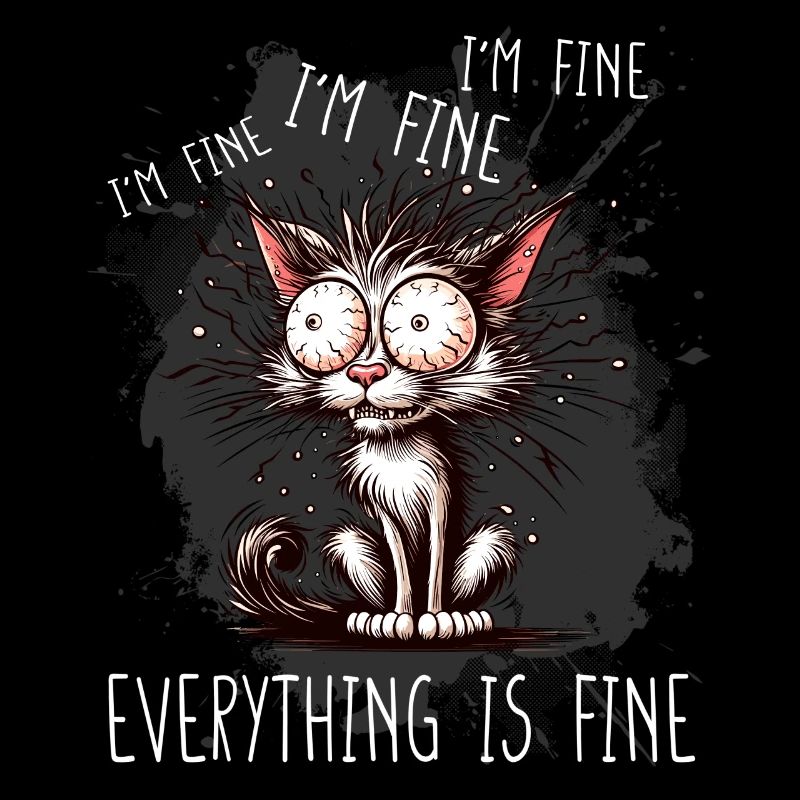 Everything is Fine Crazy Cat