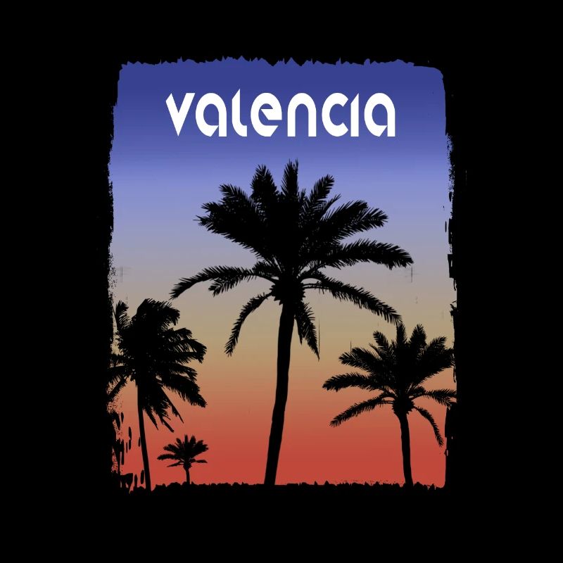 Valencia Spain Sunset Vacation Souvenir Palm Tree
