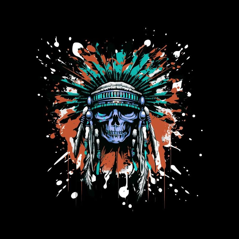 Apache Skull Indian Colorful