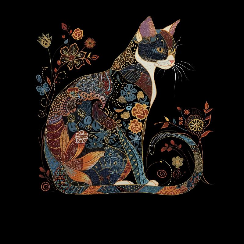 Katze Blumen Muster Lustiges Geschenk