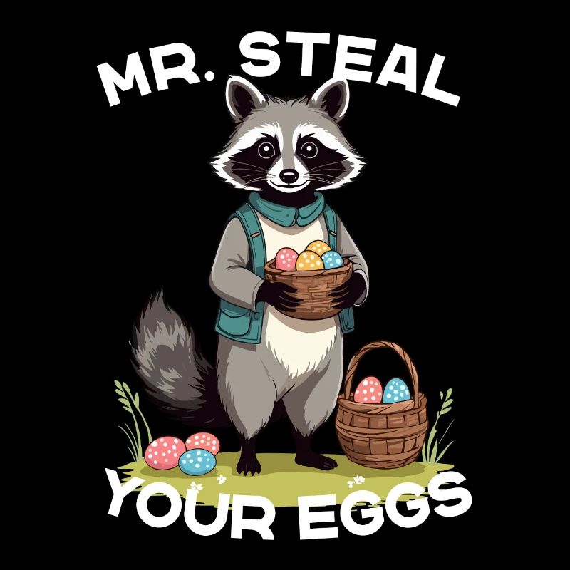 Funny Raccoon Eggs Thief Easter Saying