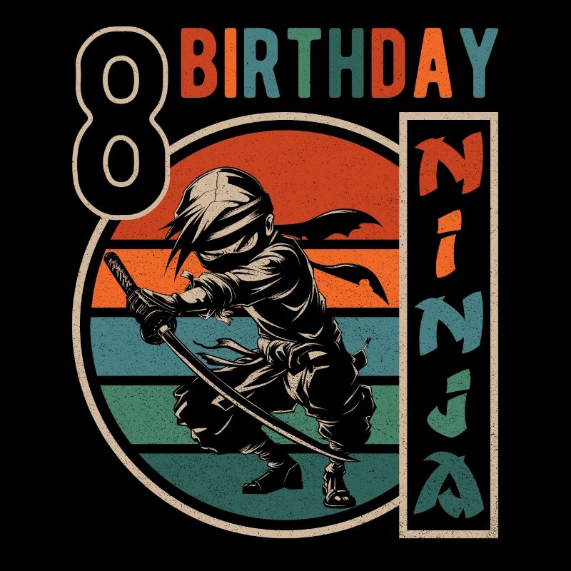 Retro Ninja 8e anniversaire 8 ans garçon cadeau