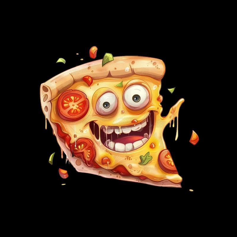 Drôle de tranche de pizza avec visage