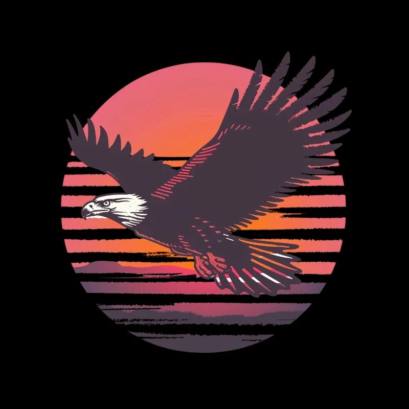 Eagle in flight before sunset