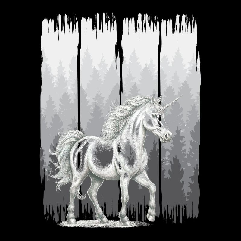 Wald Pferd Pferde Einhörner Einhorn Wildpferd