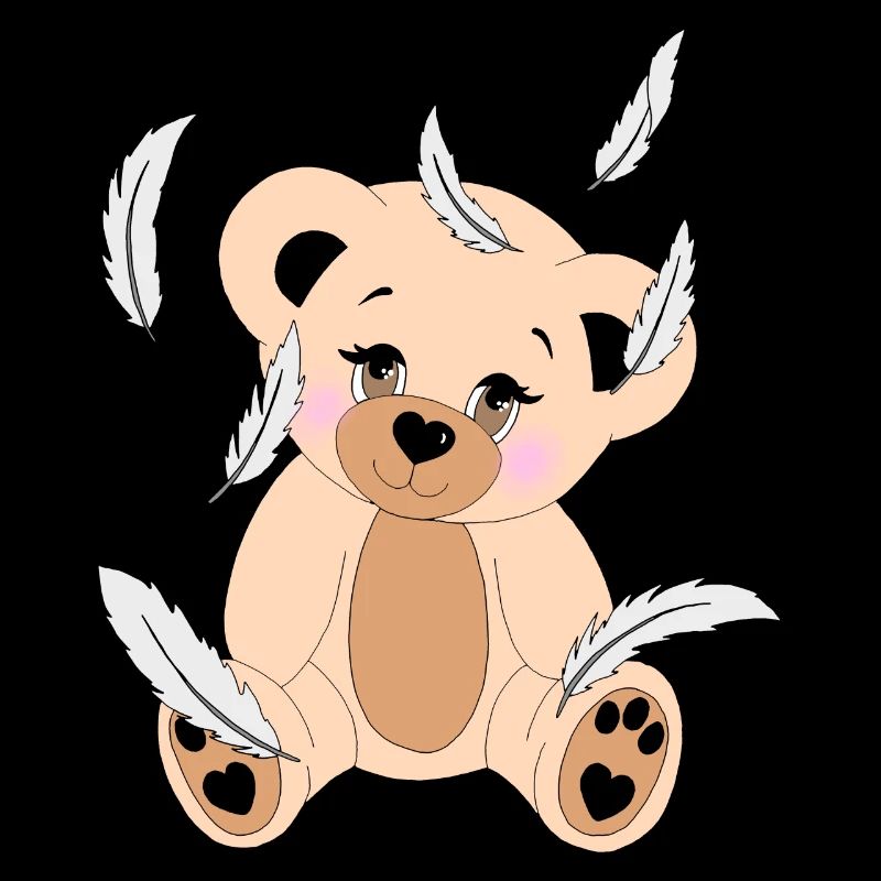 Teddy and falling feathers