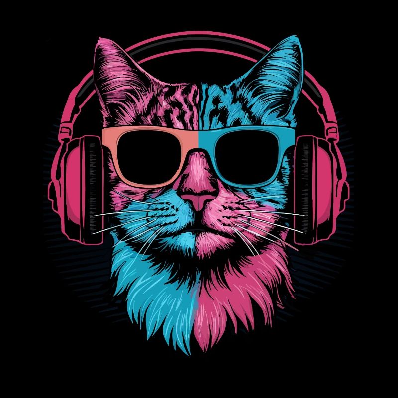 Écouteurs de lunettes de soleil de chat coloré