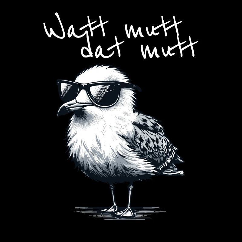 Watt mutt dat mutt Coole Möwe Nordsee Spruch