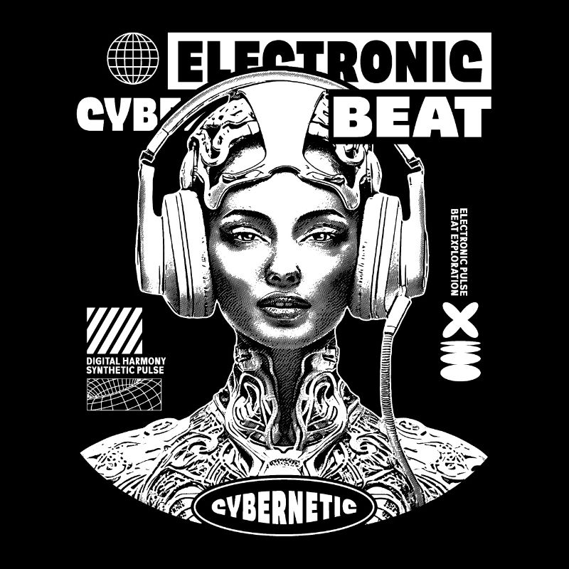 Futuristisches Techno-T-Shirt mit Sci-Fi-Design