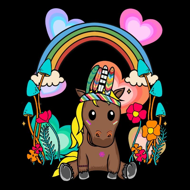 Regenbogen Pferd Pferde Kinder Kind Blumen