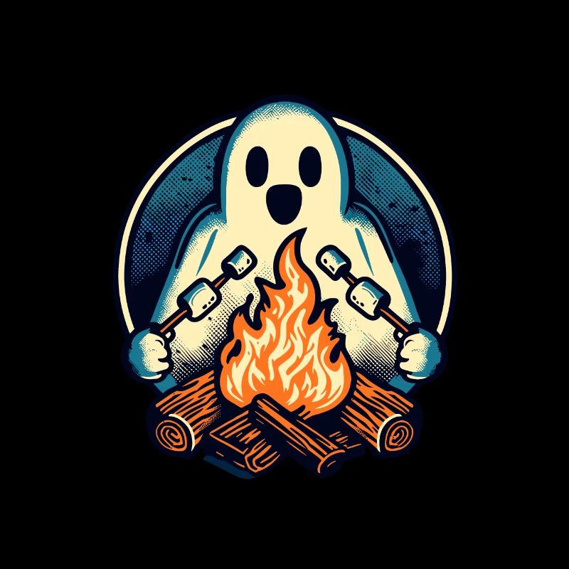 Ghost At Campfire Camping Site Halloween Party