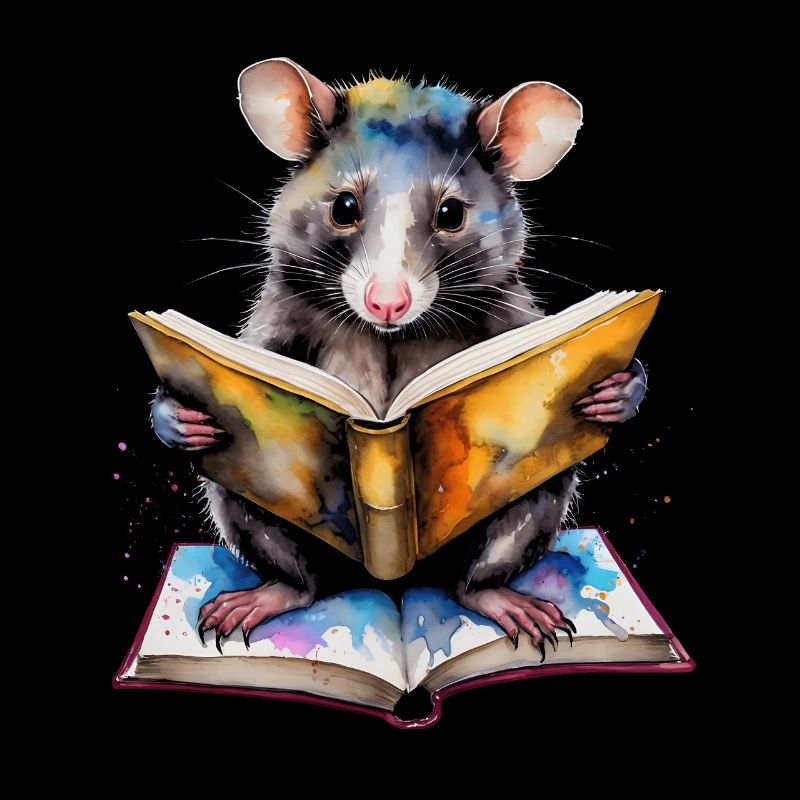 Opossum Lesen Bunt Tier Design Print