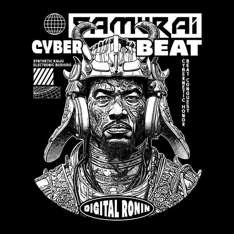 Manga Samurai T-Shirt with Techno Twist