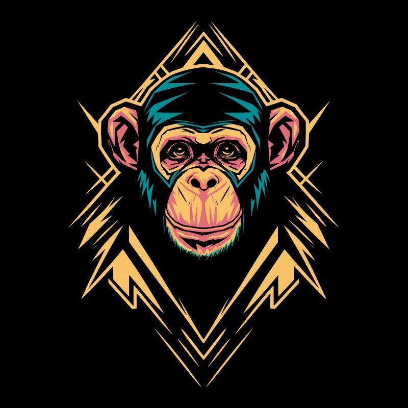 Monkey Head with Geometric Shapes