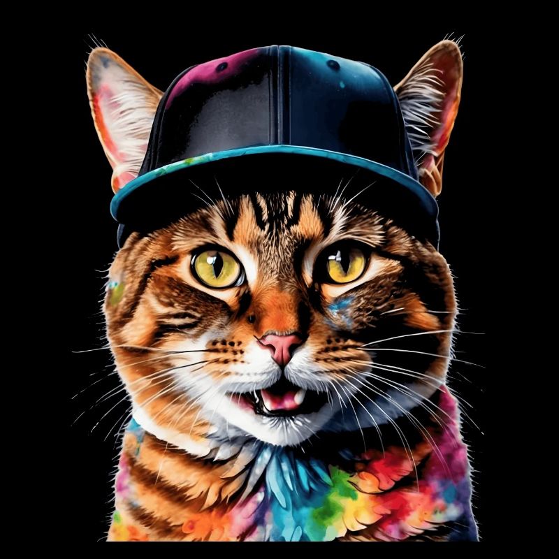 Katze Snapback Cap Bunt Lustig Tier Design Print
