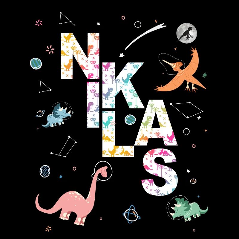 NIKLAS - Beautiful boy name with dinosaur