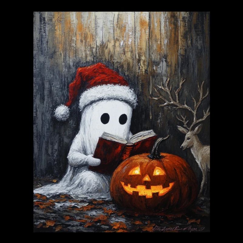 Halloween Gift Ghost with Christmas Hat Decoration