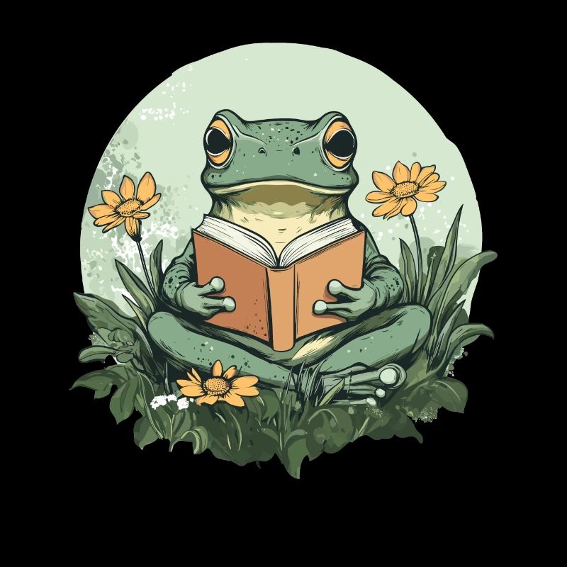 Cottagecore Frog with Book
