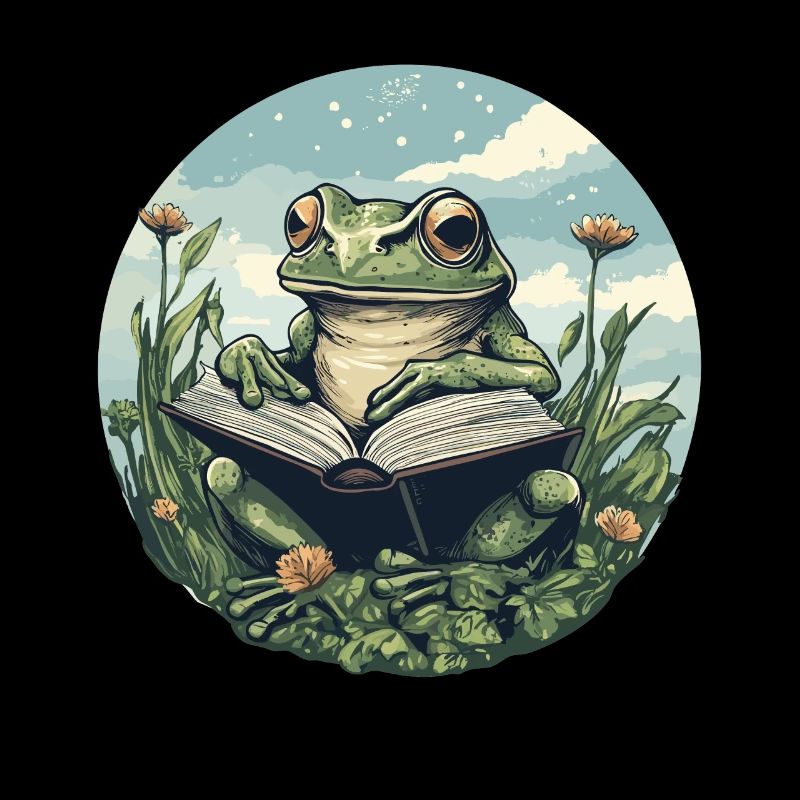 Cottagecore Frog with Book