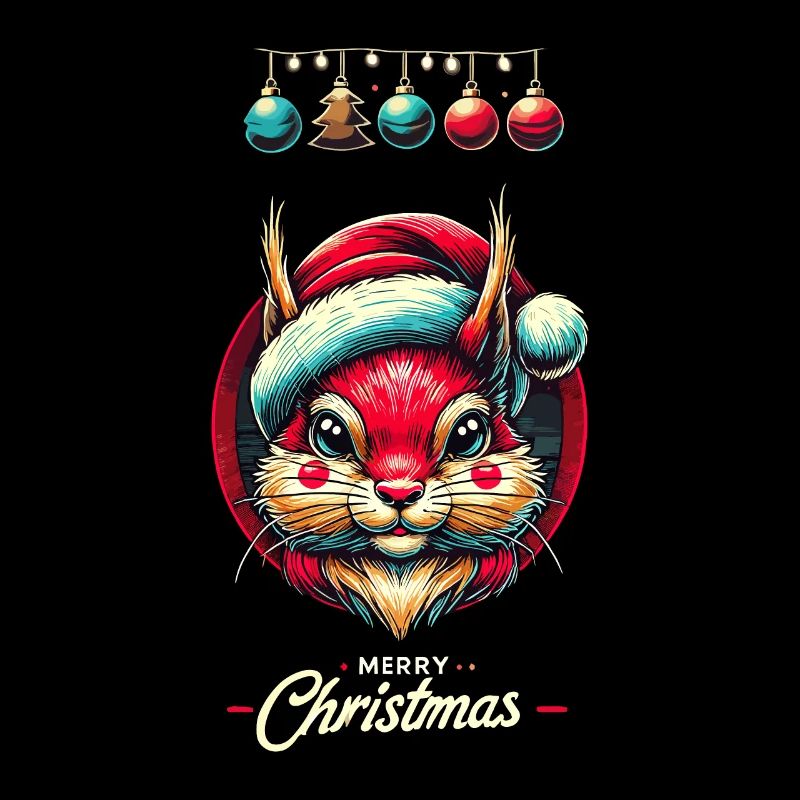 Merry Christmas Squirrel Motif