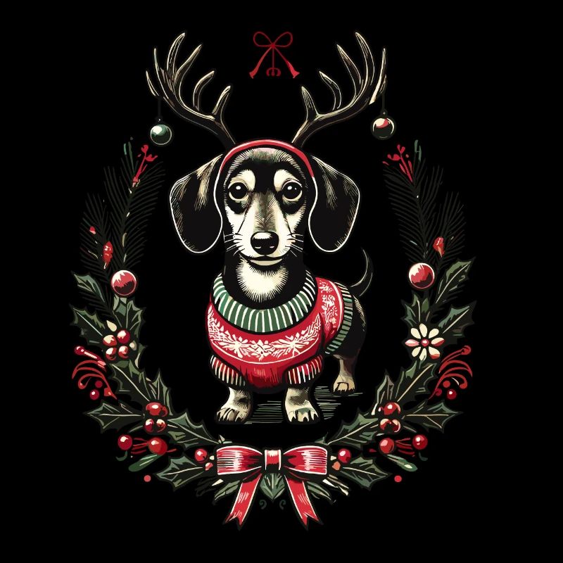 Fröhlicher Dackel Im Weihnachtspullover