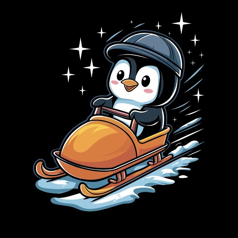 Cute Penguin Sledging Winter Fun