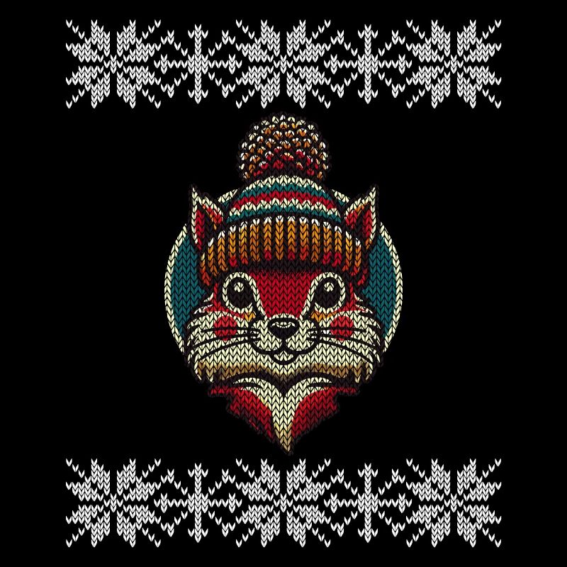 Winterlicher Strickstil Eichhörnchen Mit Mütze