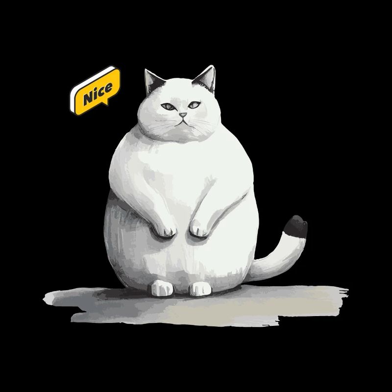 cute white fat cat with speech bubble