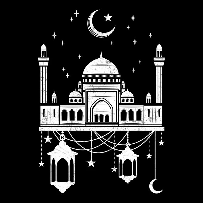 Mosque with crescent moon