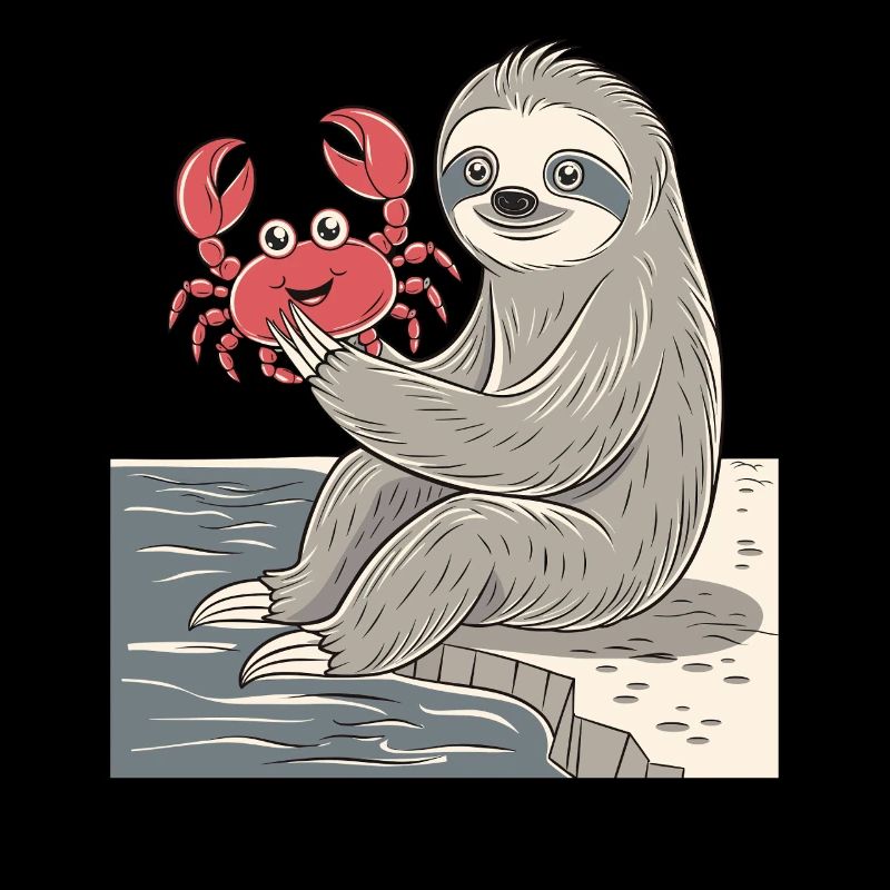Krebs Sternzeichen Faultier mit Krabbe am Meer