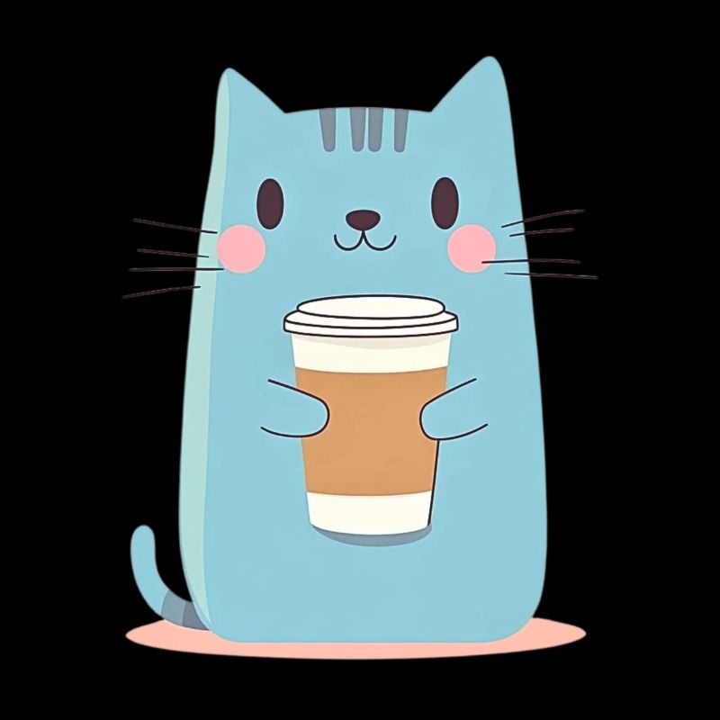 Chat bleu mignon avec du café - Style dessin animé