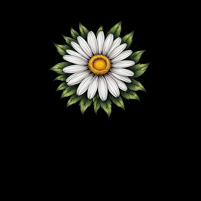 Daisy Bloom mit Blättern