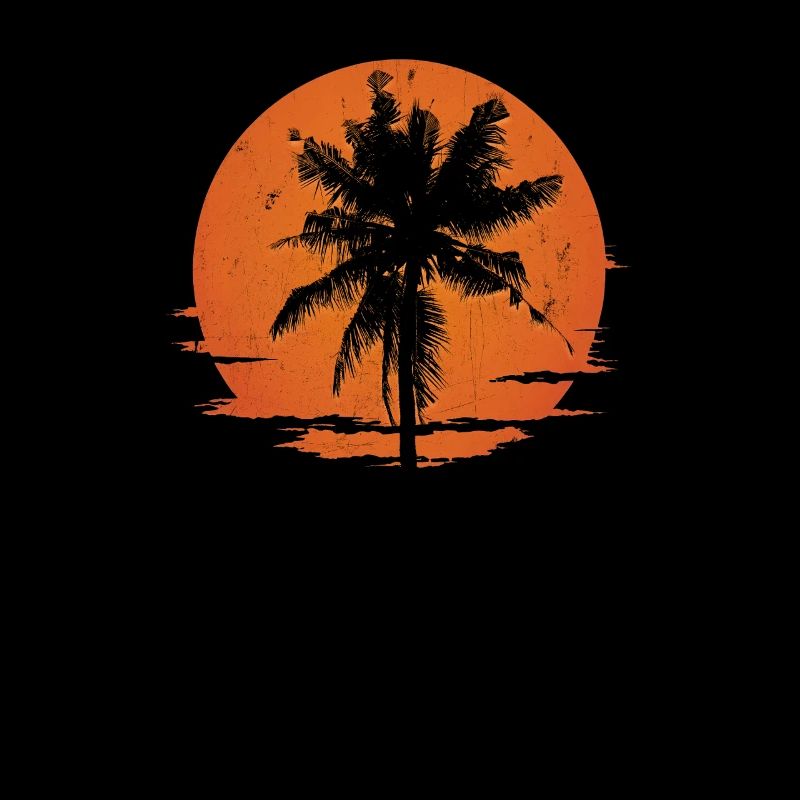 Distressed Sunset Palm Silhouette