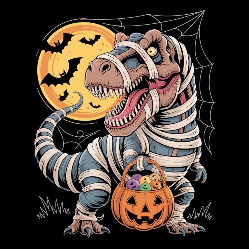 Halloween T-Rex - Spooky T-Rex with Pumpkin