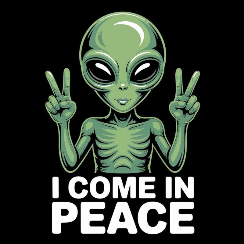 Alien mit Friedenszeichen