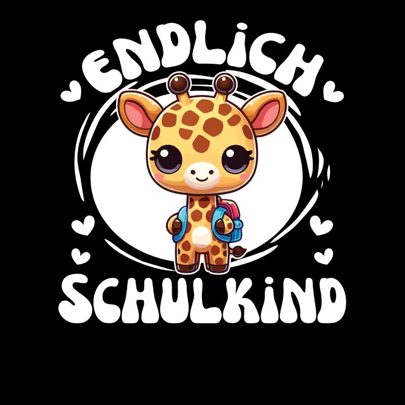 Endlich Schulkind süßer Giraffe zur Einschulung