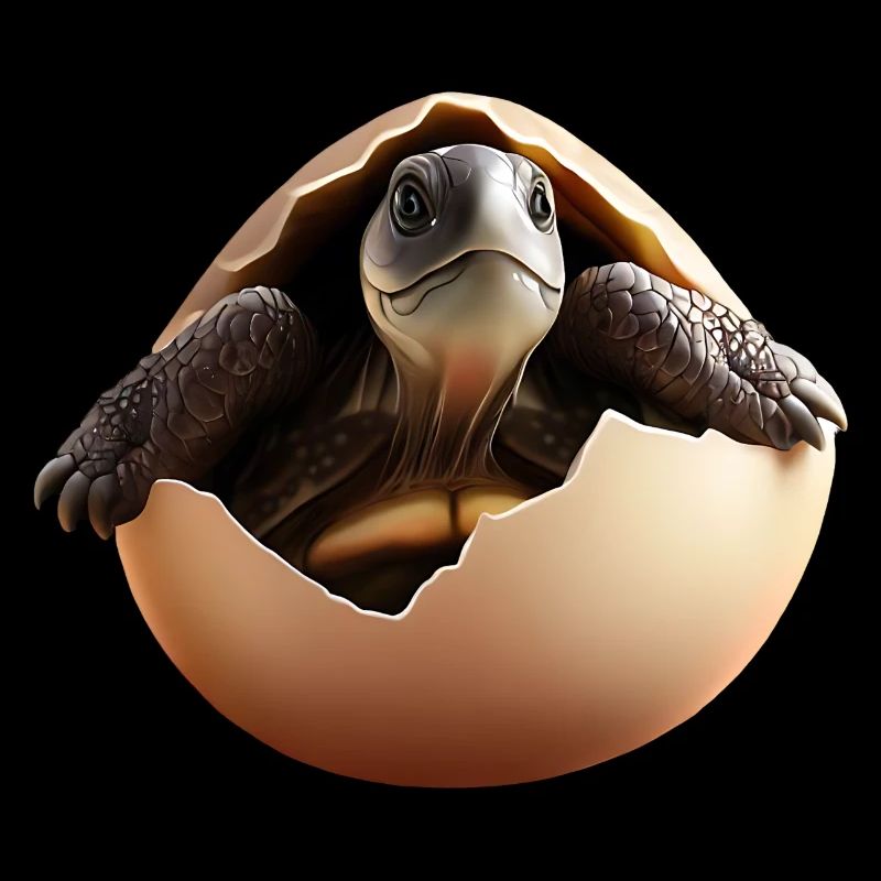 Turtle hatches from the egg