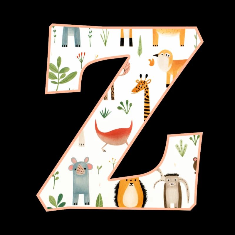 Buchstabe Z, Monogramm, Tiermuster