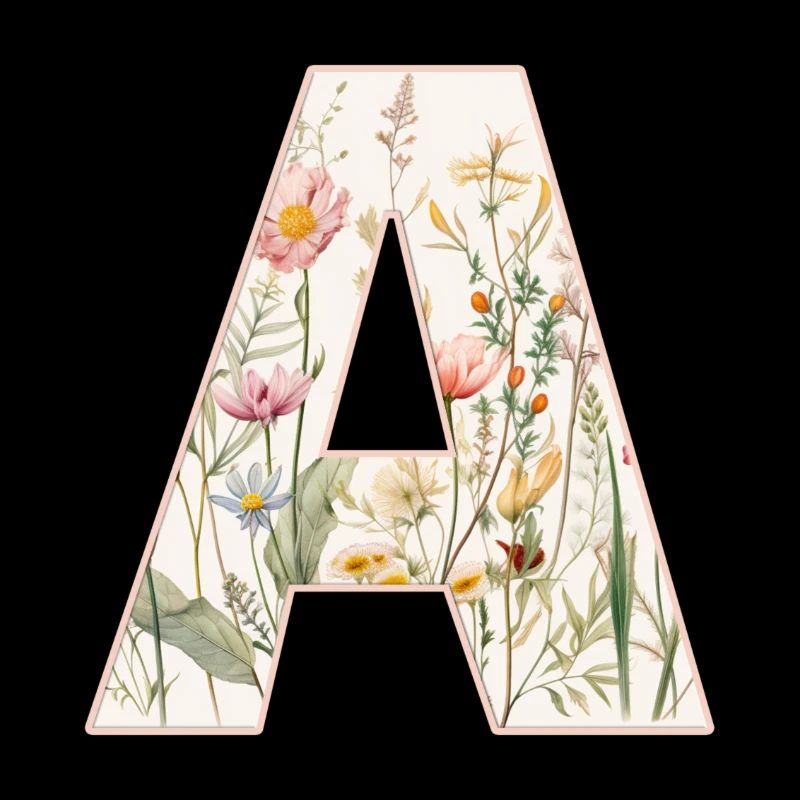 Buchstabe A, Monogramm, Blumenmuster