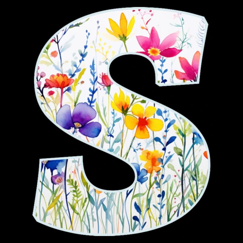 Letter S, Monogram, Floral Pattern