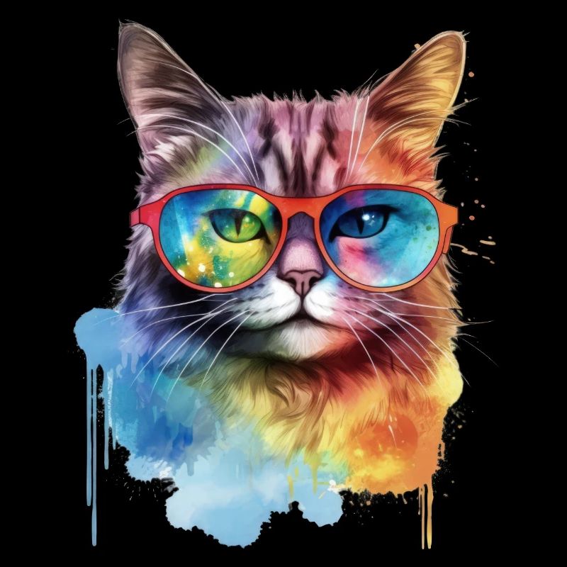 Chat coloré cool avec des lunettes de soleil