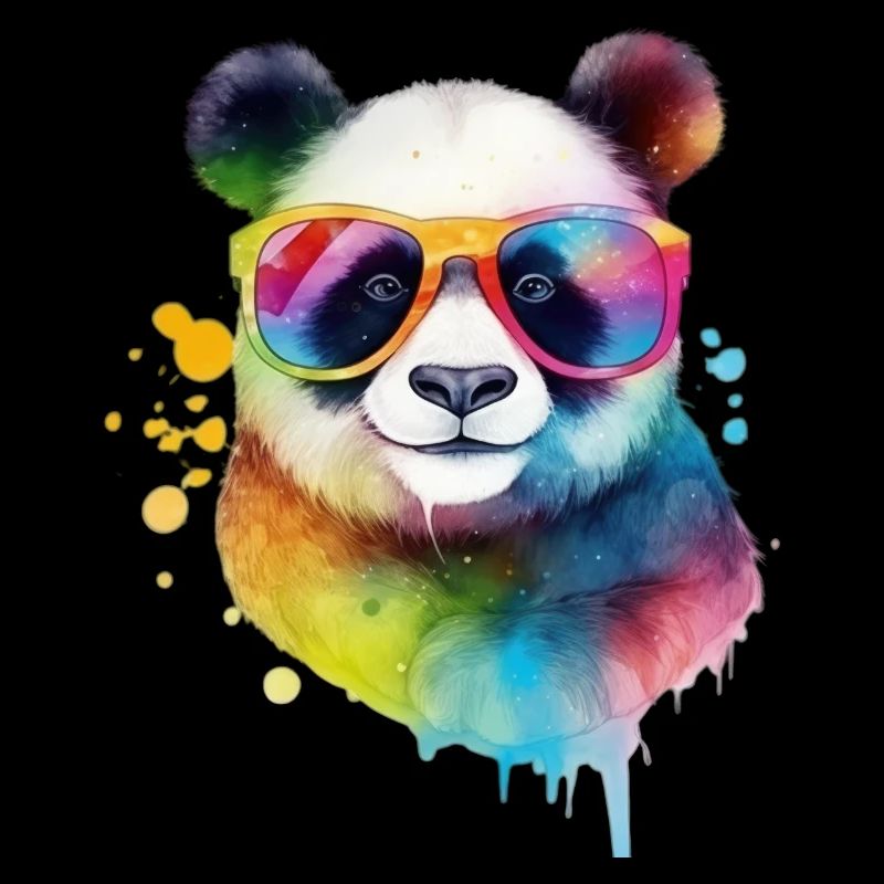 Panda coloré cool avec des lunettes de soleil