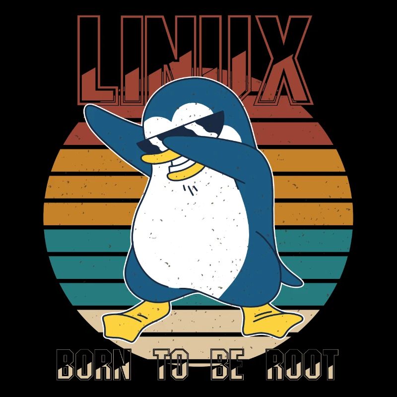 Linux Born To Be Root Cool Penguin Nerd Programmin