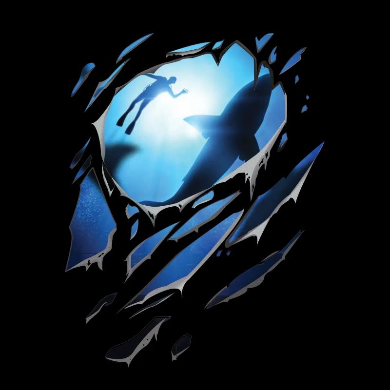 Zerrissen Tauchen Hai Geschenk Risse