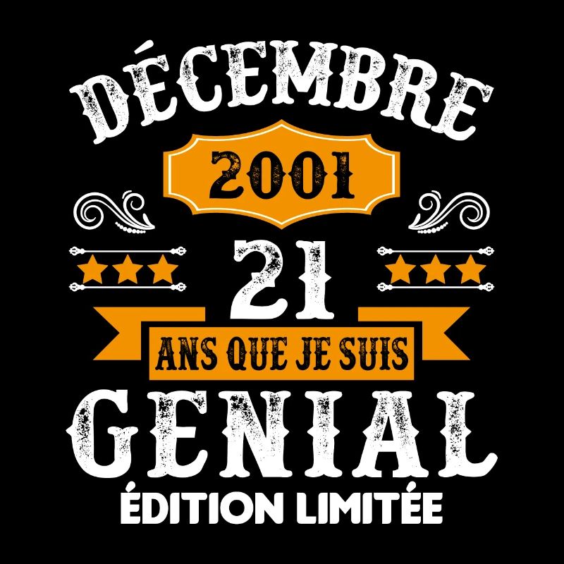 21 Ans Anniversaire Vintage Né(e) en Décembre 2001