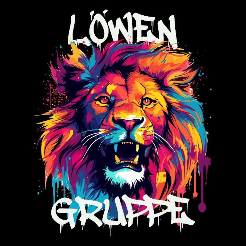 Graffiti Löwengruppe Kindergarten Gruppentier