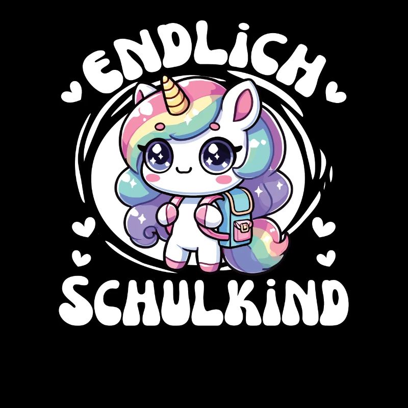 Endlich Schulkind süßes Einhorn zur Einschulung