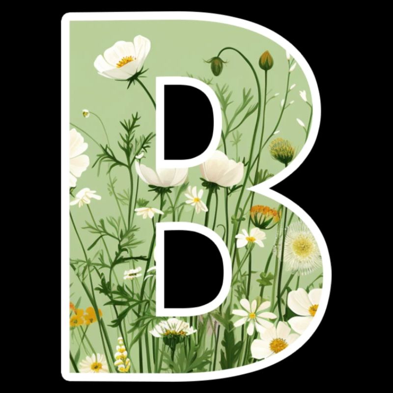 Buchstabe B, Monogramm, Blumenmuster