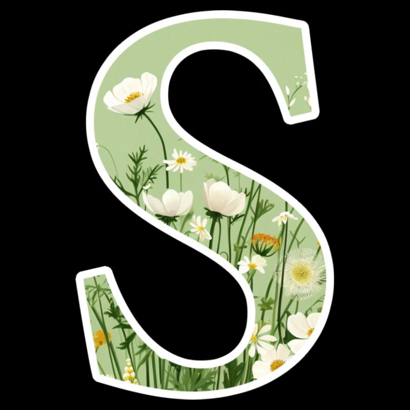 Letter S, Monogram, Floral Pattern