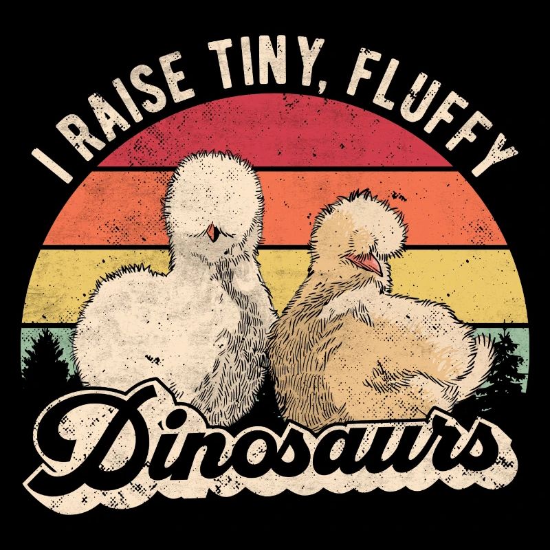 Small, Fluffy Dinosaur Retro Silk Chickens